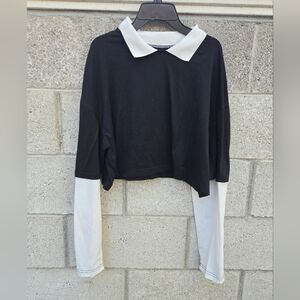 SweatyRocks Women's Long Sleeve Crop Top Collar Neck